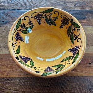 Hand-Painted Ceramic Bowl with Grape Design